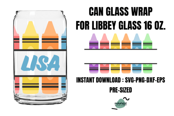 Crayon 16 Oz Can Glass Svg, Teacher Svg