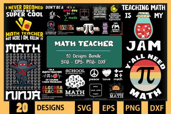 Math Teacher SVG Bundle 20 Designs